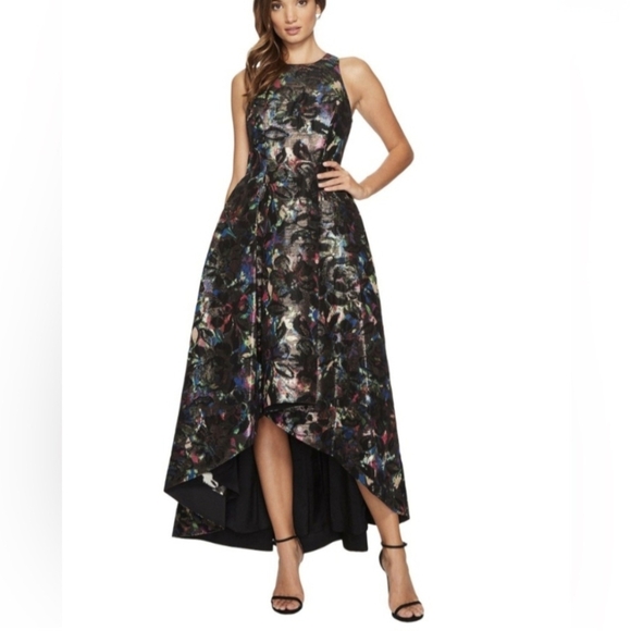 Aidan Mattox Floral Metallic Jacquard Hi-Low Formal Gown Sz 10 Wedding Holidays - Picture 1 of 17
